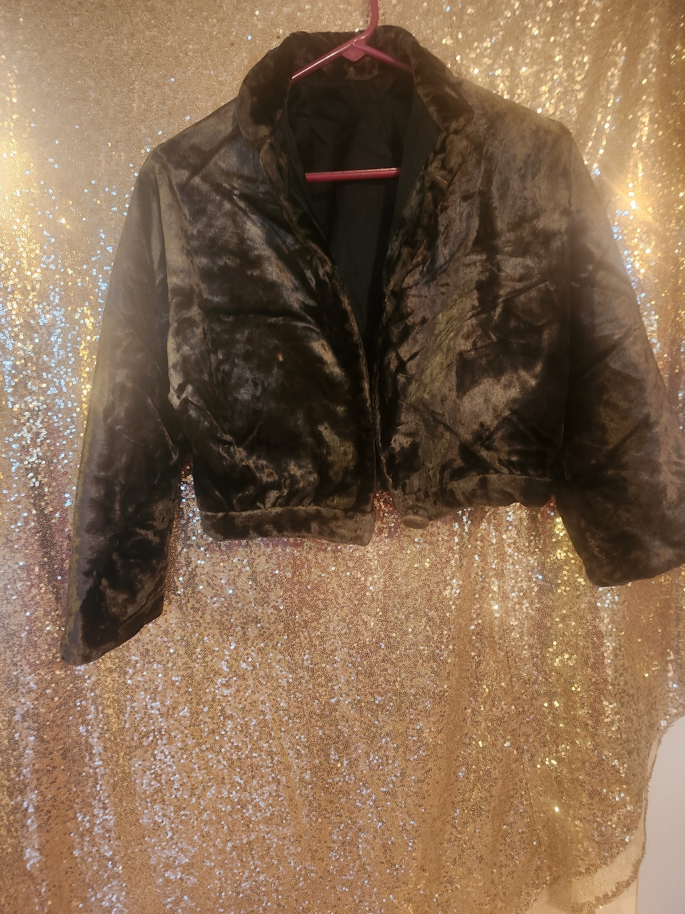 Cropped Plush Teddy Jacket - Brown